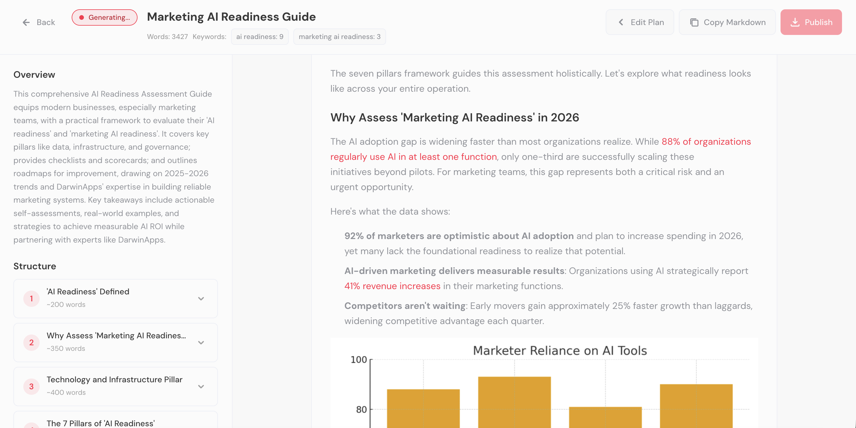 Content generation and editing interface