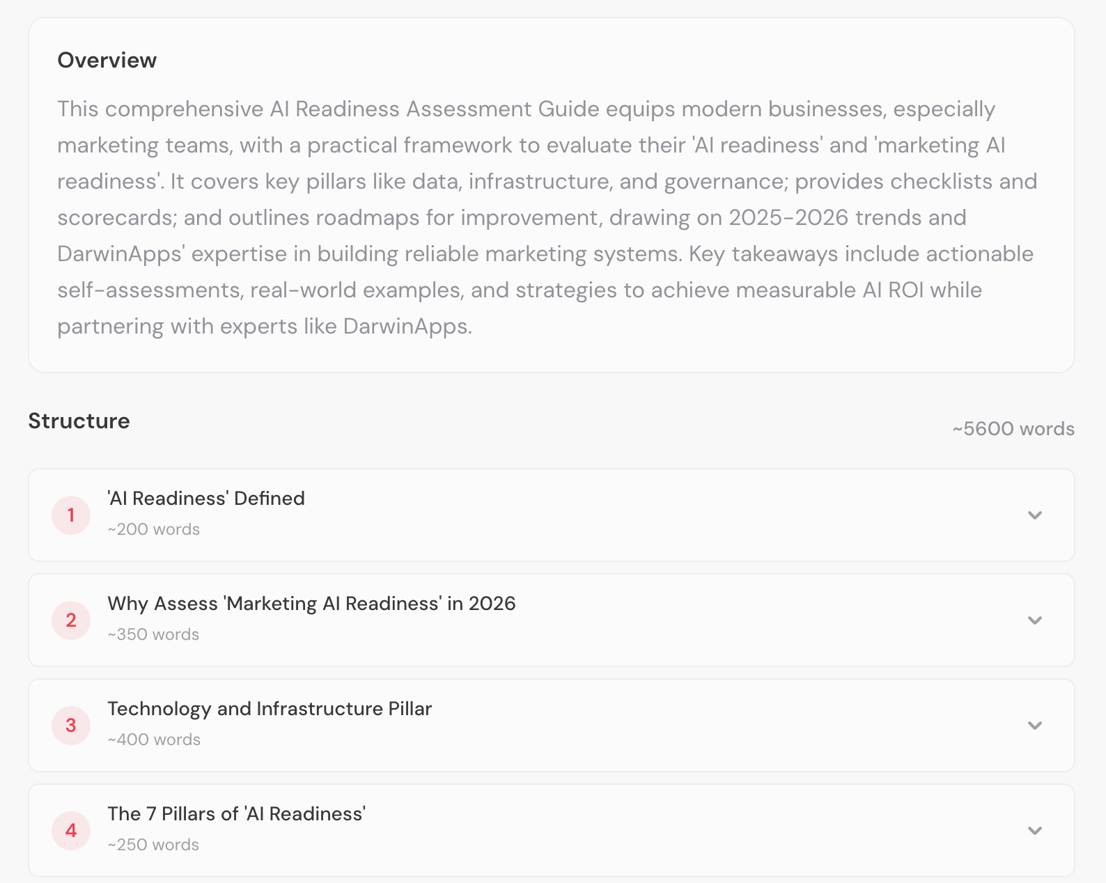 Generated article plan with structure and citations