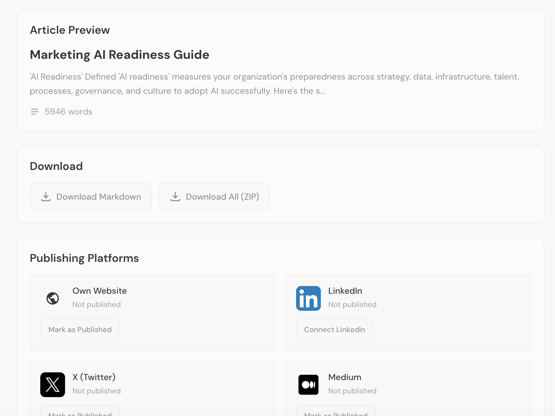 Multi-platform publishing interface