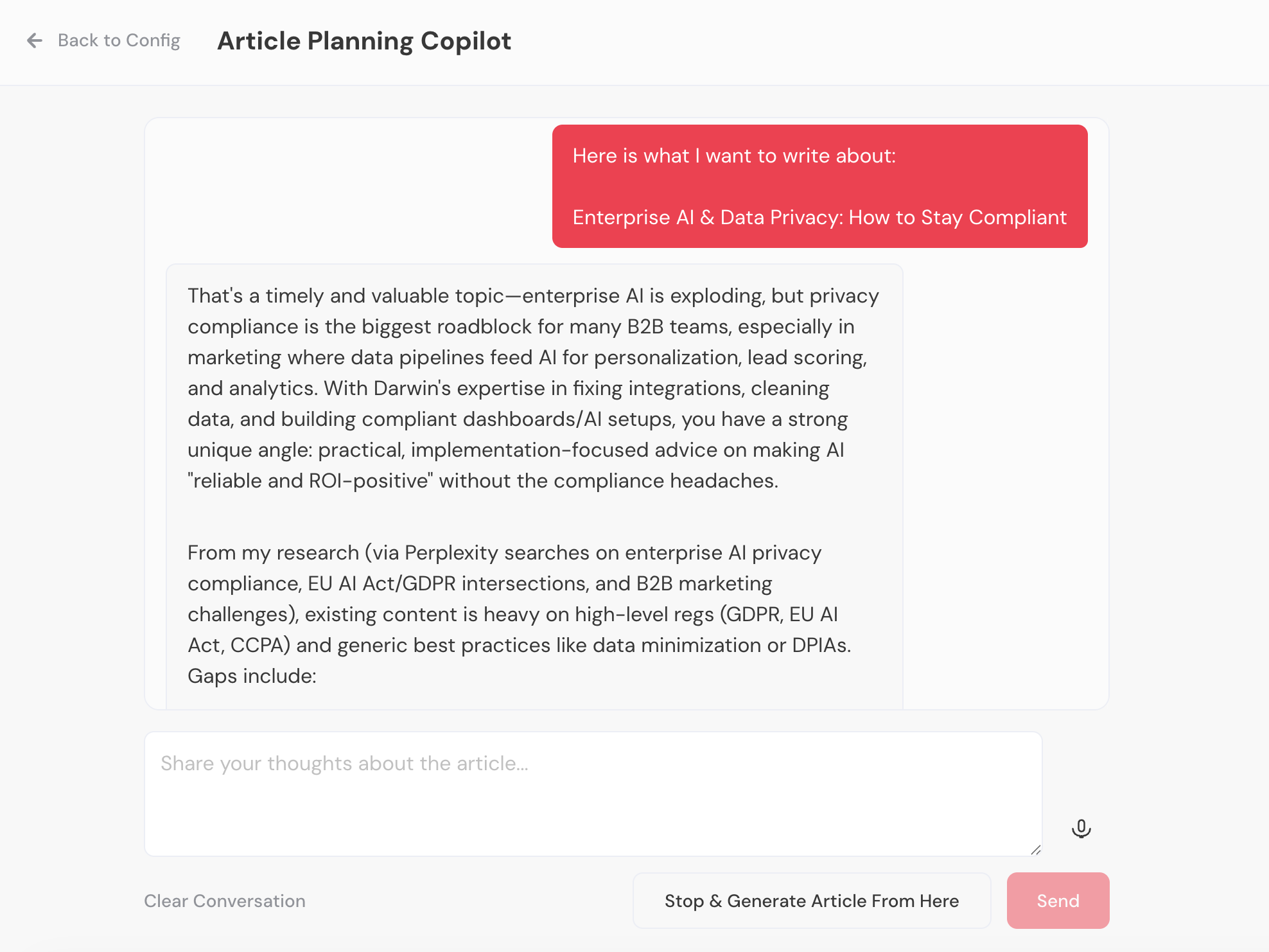 Copilot mode interactive planning